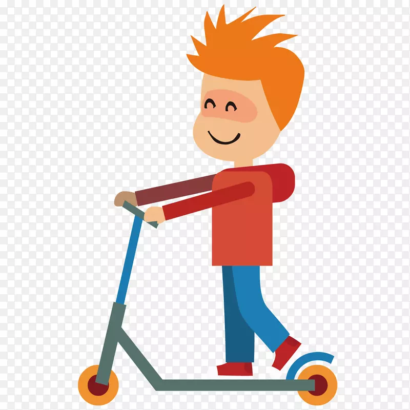 滑板车小男孩