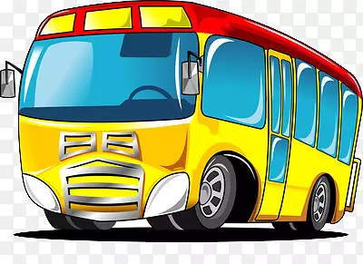 卡通版的黄色外壳的汽车班车