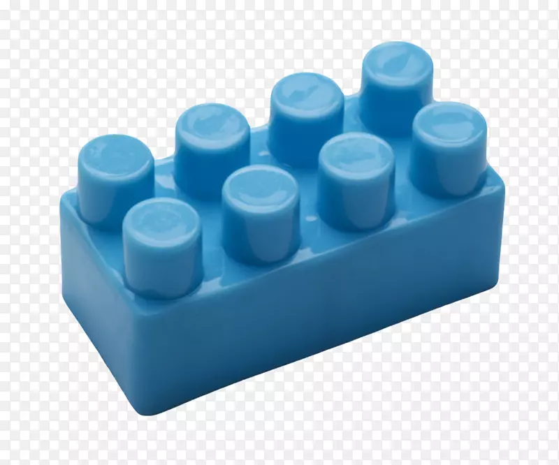 蓝色玩具西片塑料积木实物