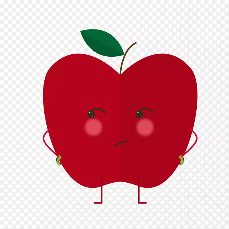 红苹果卡通水果矢量图