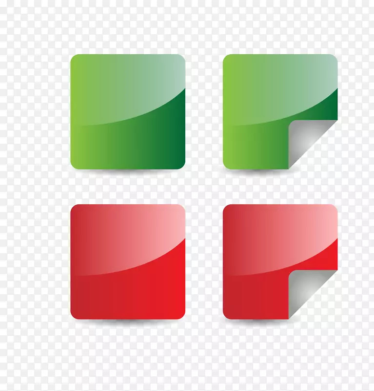 绿色和红色方形折页标签