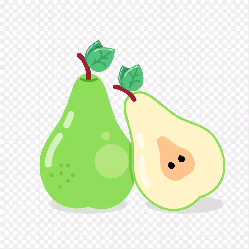 绿色卡通梨子水果