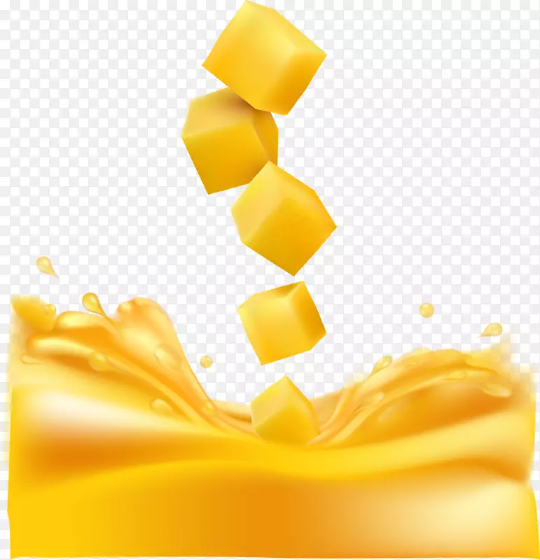 黄色简约果粒果汁装饰图案