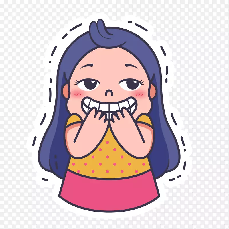 一个在偷笑的女孩