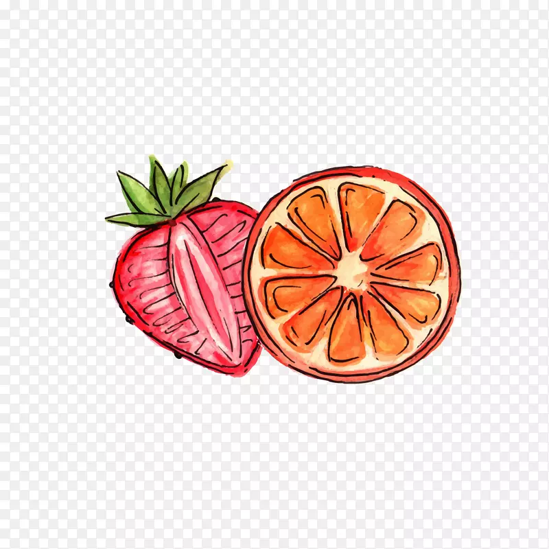 草莓橘子免抠下载