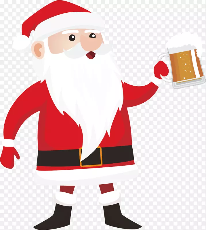 喝啤酒的圣诞老人