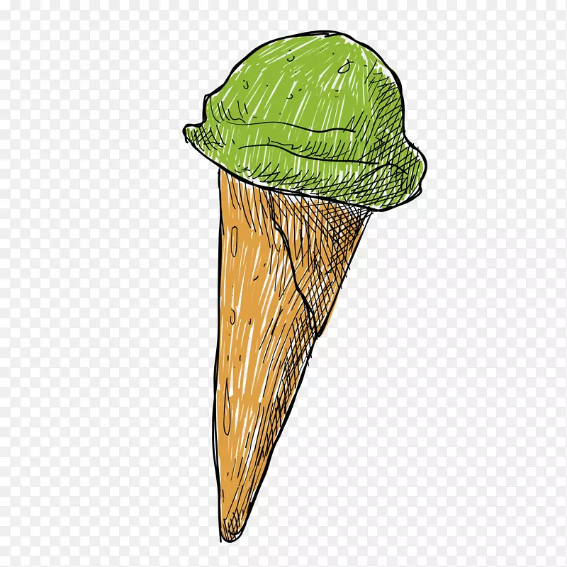 卡通手绘绿色的冰淇淋设计