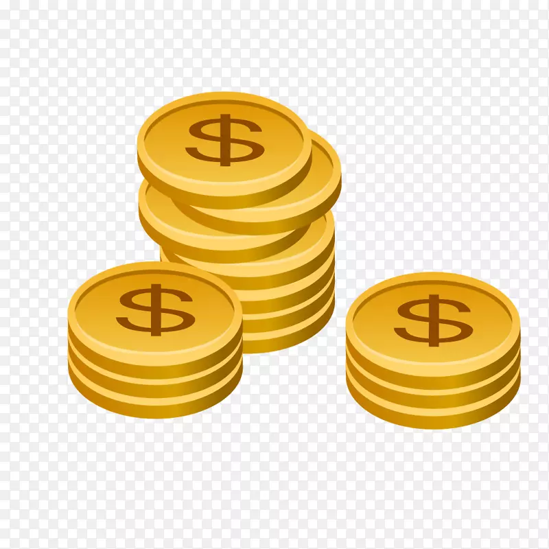 金黄色叠加堆起来的钱币