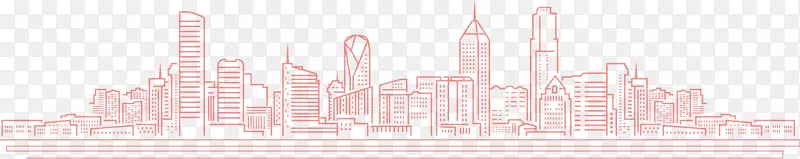 粉色手绘的城市剪影