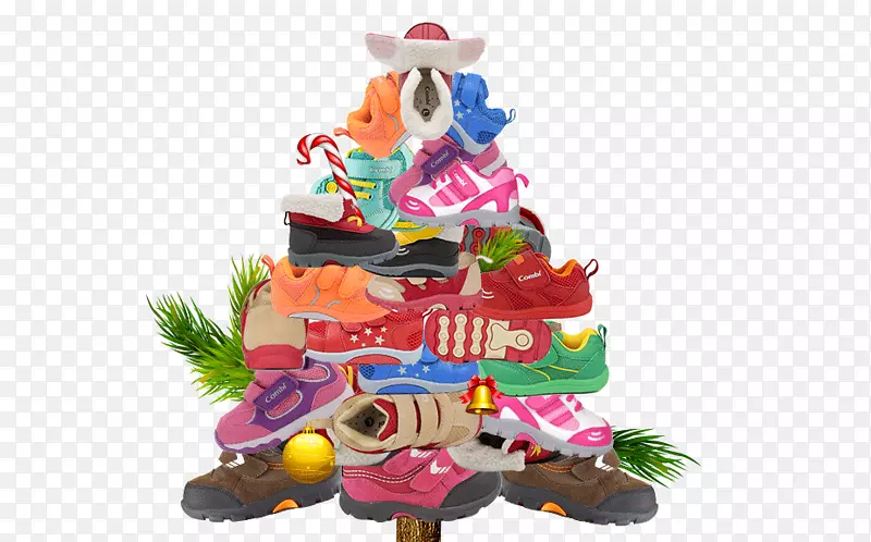 堆满圣诞树的鞋子