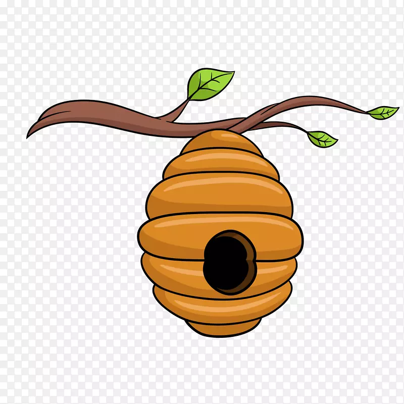 手绘创意树枝上蜂蜜巢