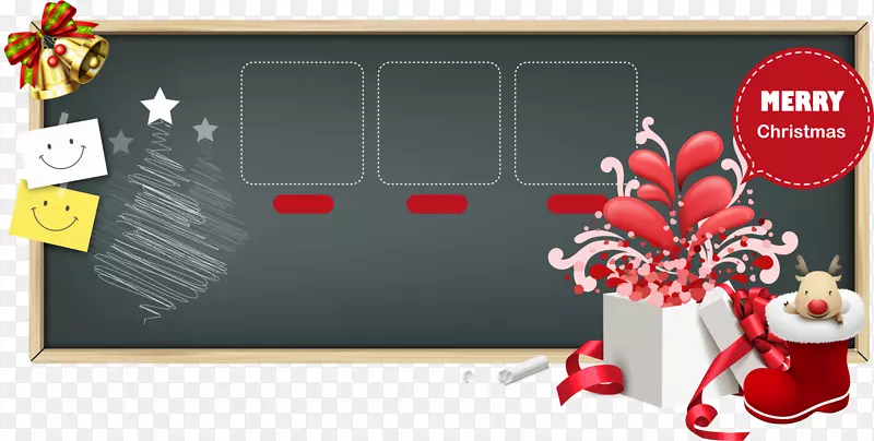 矢量圣诞节黑板与礼盒