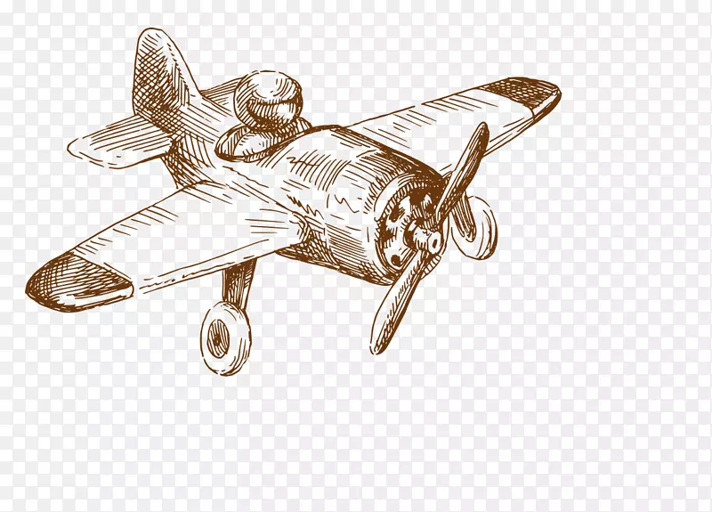 老式飞机素描简图