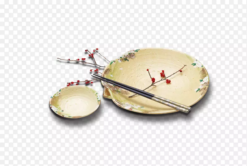 质朴梅花盘子筷子