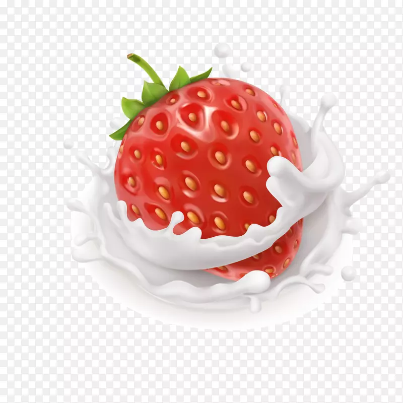 红色草莓牛奶矢量图