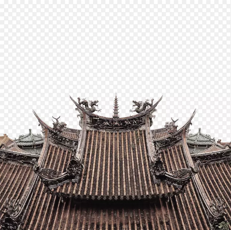 褐色中国风屋顶边框纹理
