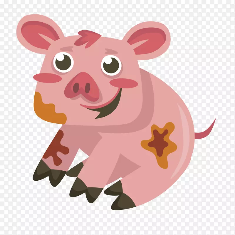 卡通粉红色的小猪动物设计