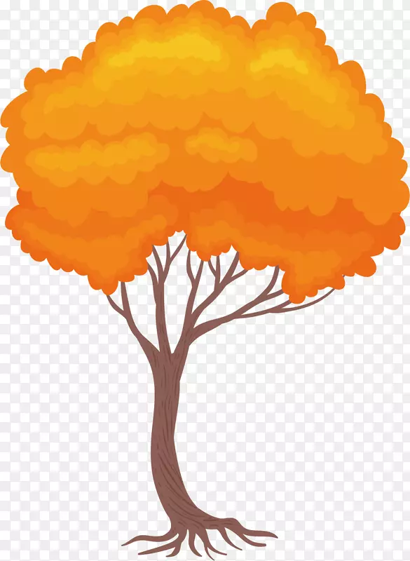 矢量图一棵叶子黄了的大树