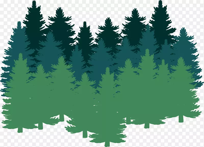树林层次平面手绘绿色卡通树林
