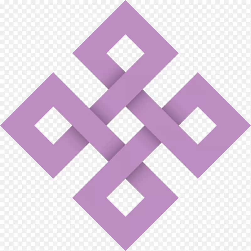 手绘紫色中国结方块