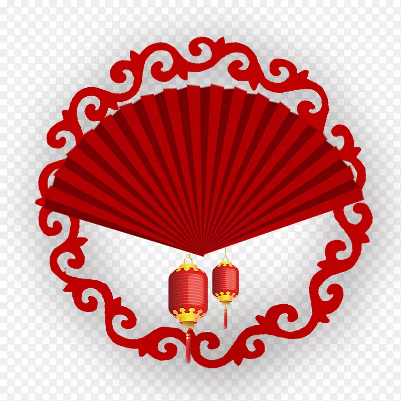 红色圆形舞扇节日图标