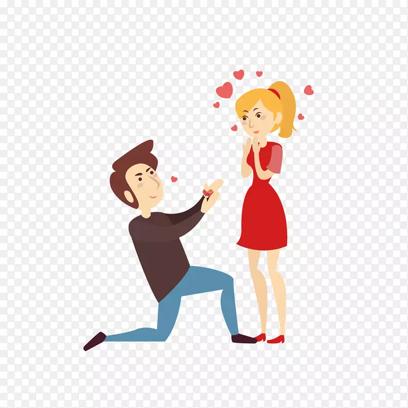 卡通表白求婚的男女免抠素材PNG图片素材下载_图片编号7589272-PNG素材网