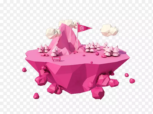 漂浮的粉色岛屿