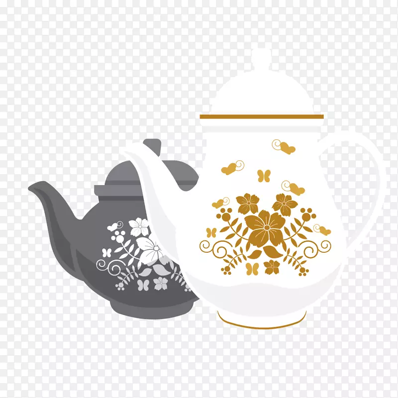 矢量艺术陶瓷茶壶