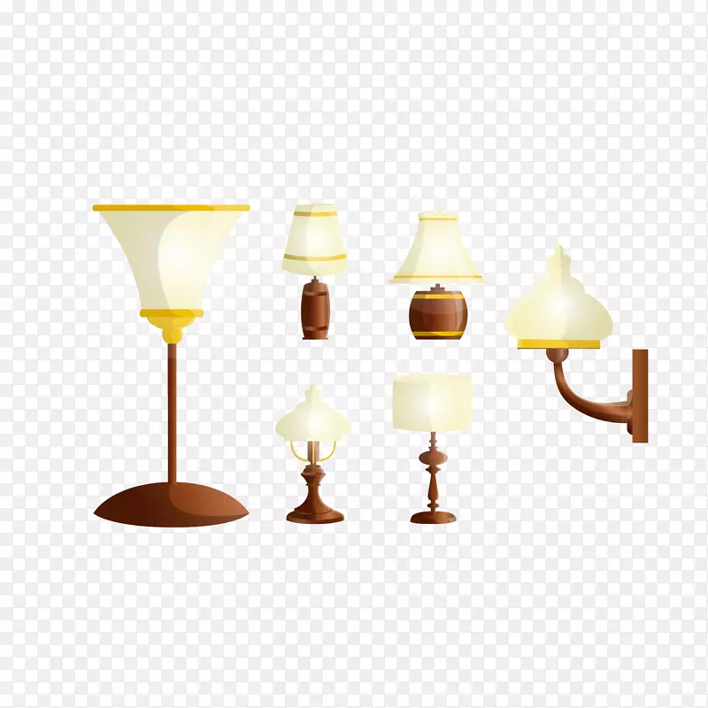 矢量木质装饰台灯灯具图标