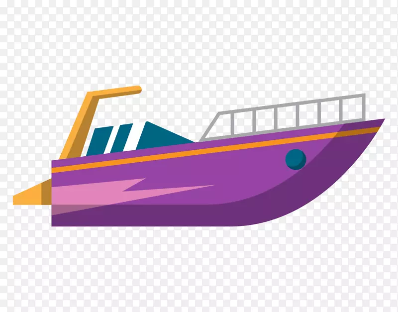 手绘卡通紫色快艇