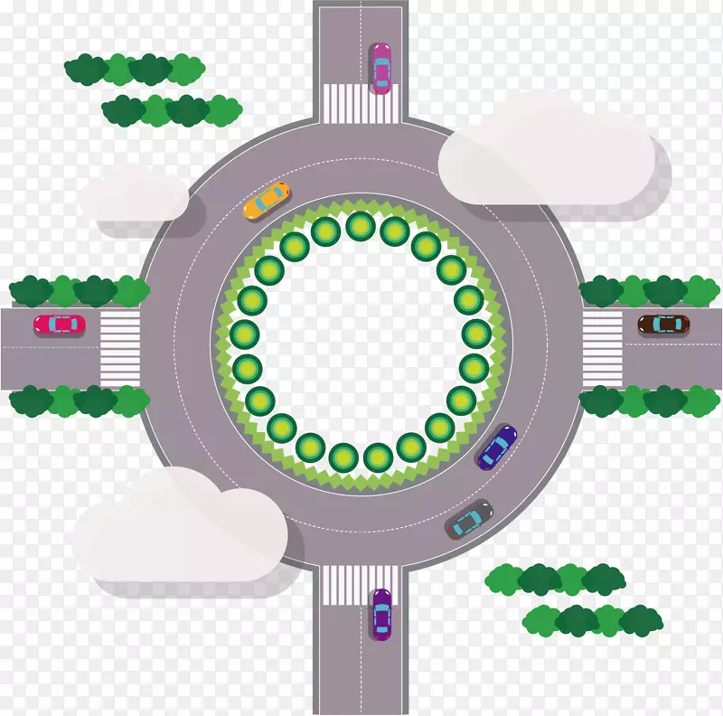 矢量创意转盘环岛路俯视图