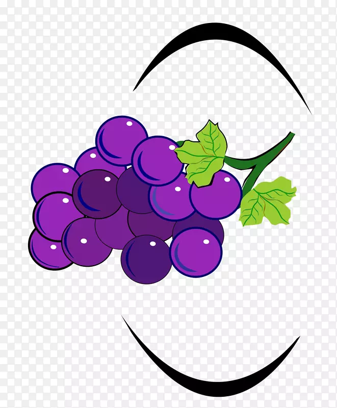 紫色矢量手绘葡萄