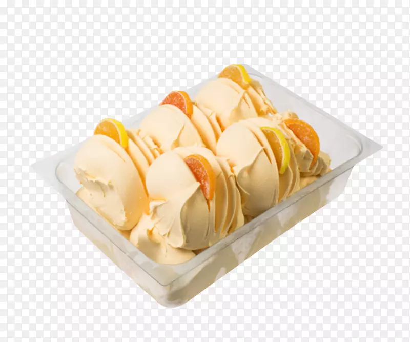 塑料盒里的橙色意大利冰激凌