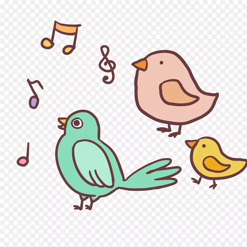卡通唱歌的小鸟设计