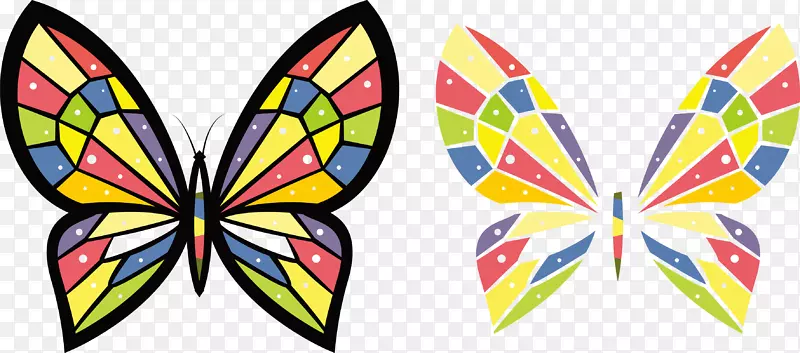 两只彩色创意矢量蝴蝶