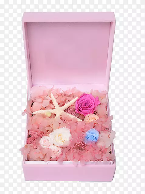 永生花礼盒粉色方形绒布花盒
