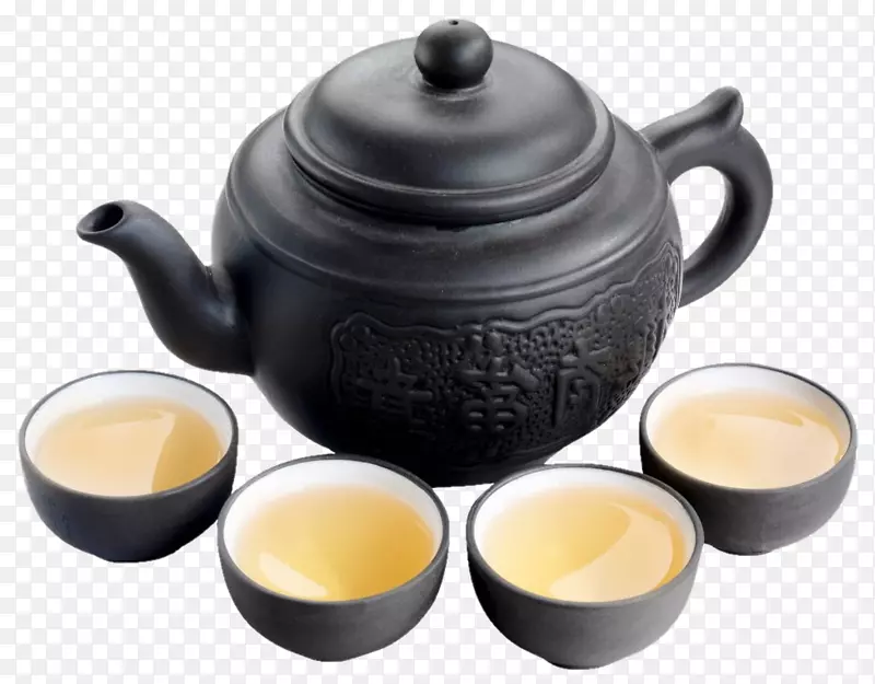 简洁黑色茶杯茶壶一壶茶免扣PNG图片素材下载_图片编号7596675-PNG素材网