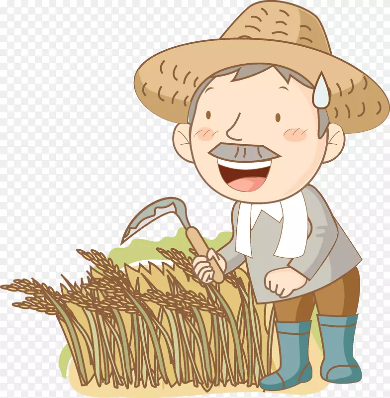 收稻子的农民