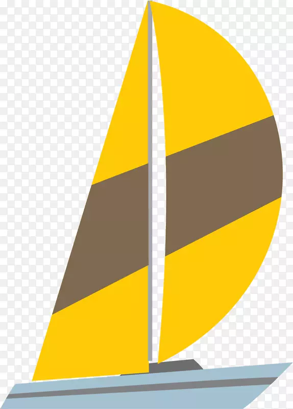 半圆形黄色船帆卡通