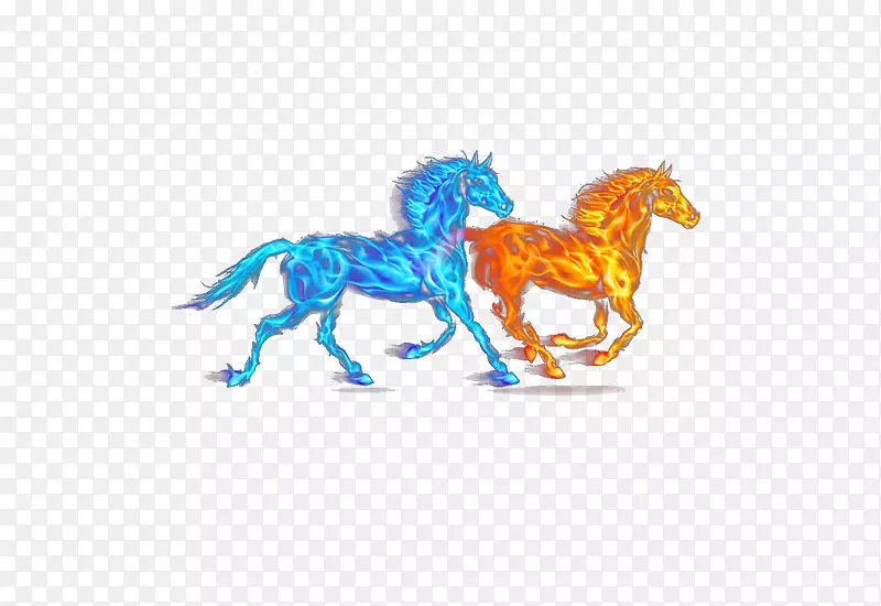创意蓝色红色奔腾的骏马