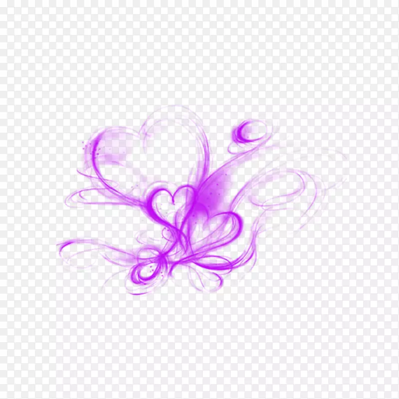 紫色爱心光效元素