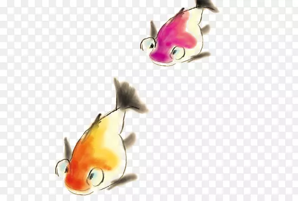 彩色水墨小丑鱼