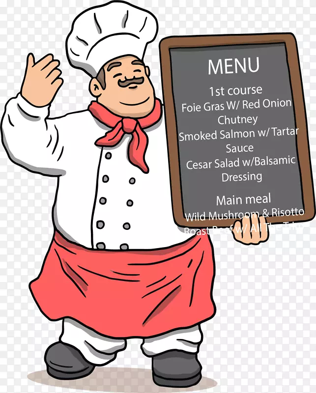 厨师手上的小黑板菜单