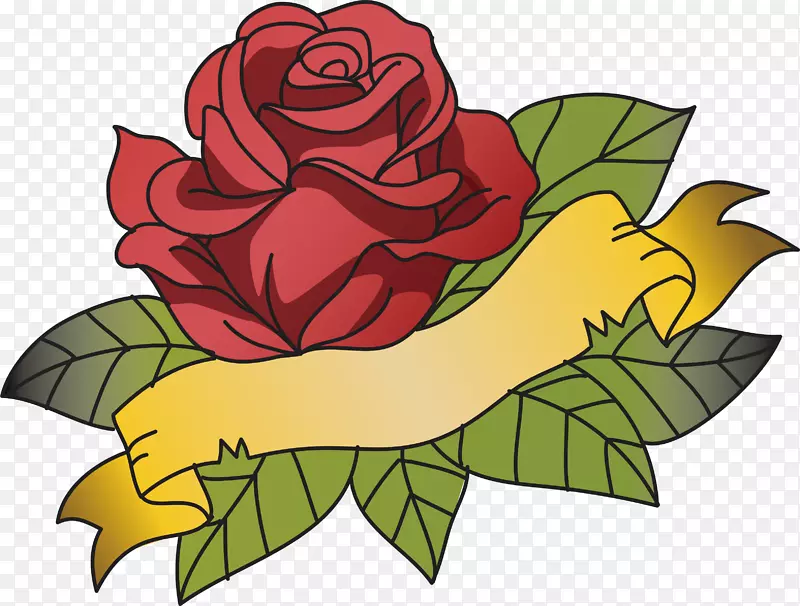 玫瑰花彩带标题框