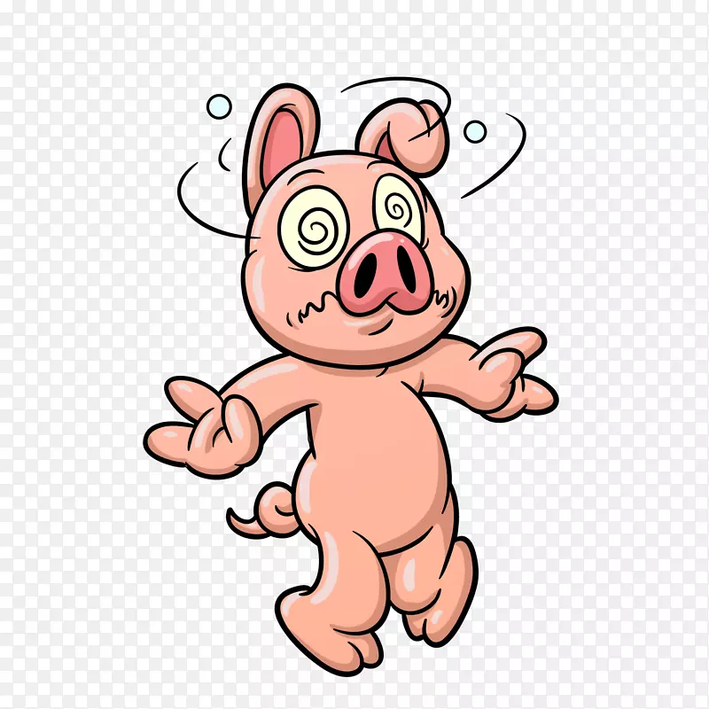 卡通头晕的小猪设计