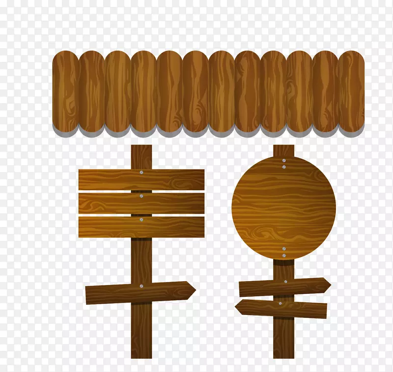 矢量手绘木头牌子