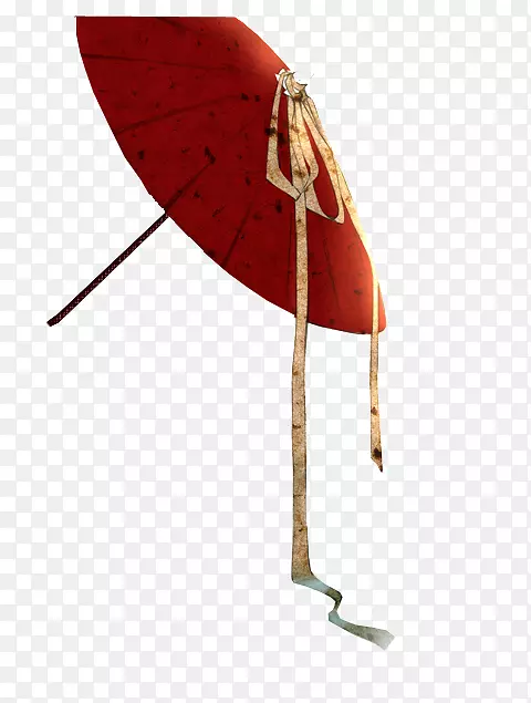 带带子的红色花折伞