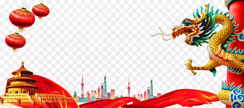 红色中国佛龙抬头海报banner