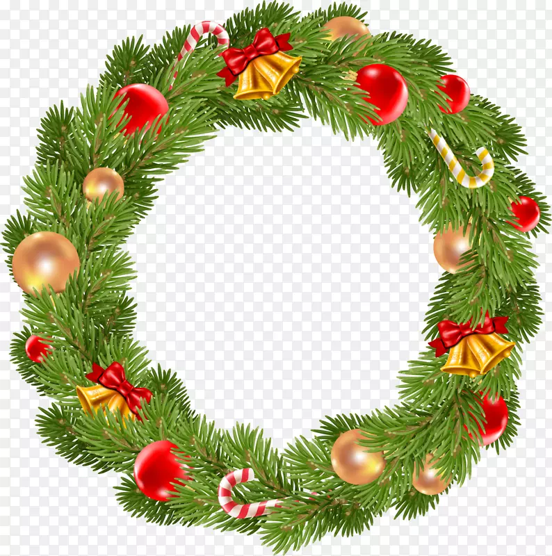 圣诞节绿色松叶圆环