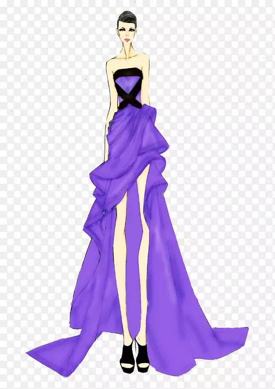紫色晚礼服设计